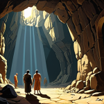 **Prompt:** A digital painting depicting Plato's Cave Allegory. Focus on contrasting the dark, shadowy interior of the cave with the vibrant, sunlit world outside. Include figures representing prisoners chained and watching shadows, and a figure venturing towards the light. The overall style should evoke a sense of enlightenment and discovery.