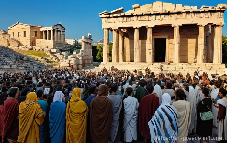그리스 민주주의 탄생 - **A City on the Brink: Ancient Athenian Debt Crisis.**
    A somber, realistic depiction of ancient ...