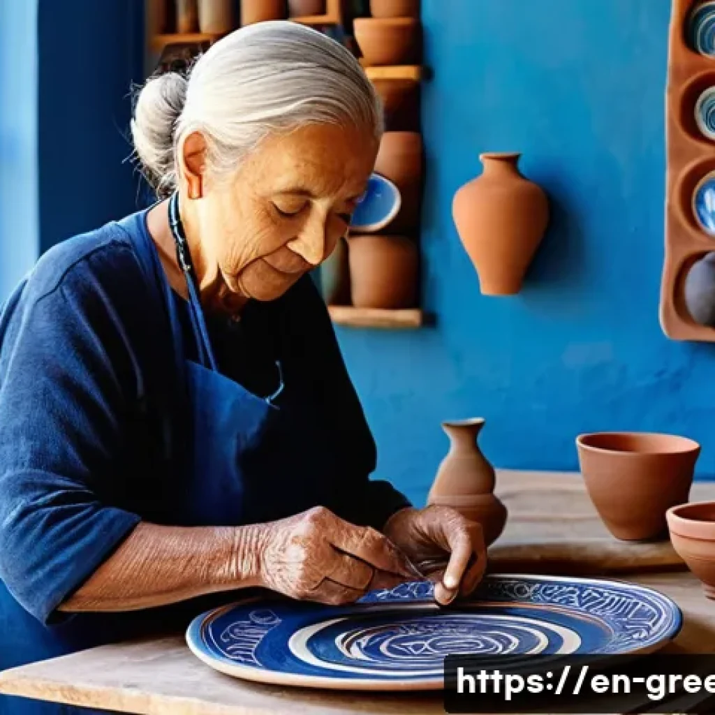 그리스 전통 공예와 기념품 - **Prompt for Hand-Painted Ceramics:**
    "A skilled Greek artisan in a sun-drenched pottery studio ...