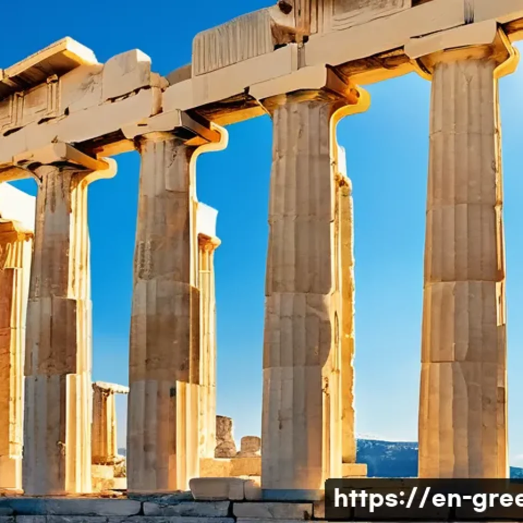 아테네 아크로폴리스 탐방 - A majestic view of the Parthenon temple on the Acropolis hill during golden hour, showcasing its mas...
