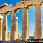 아테네 아크로폴리스 탐방 - A majestic view of the Parthenon temple on the Acropolis hill during golden hour, showcasing its mas...