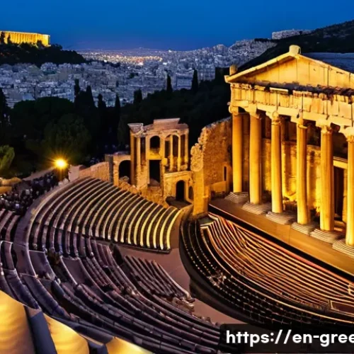 그리스에서 볼만한 오페라와 연극 - A breathtaking open-air scene of the Herodes Atticus Theater at night, nestled on the southwest slop...